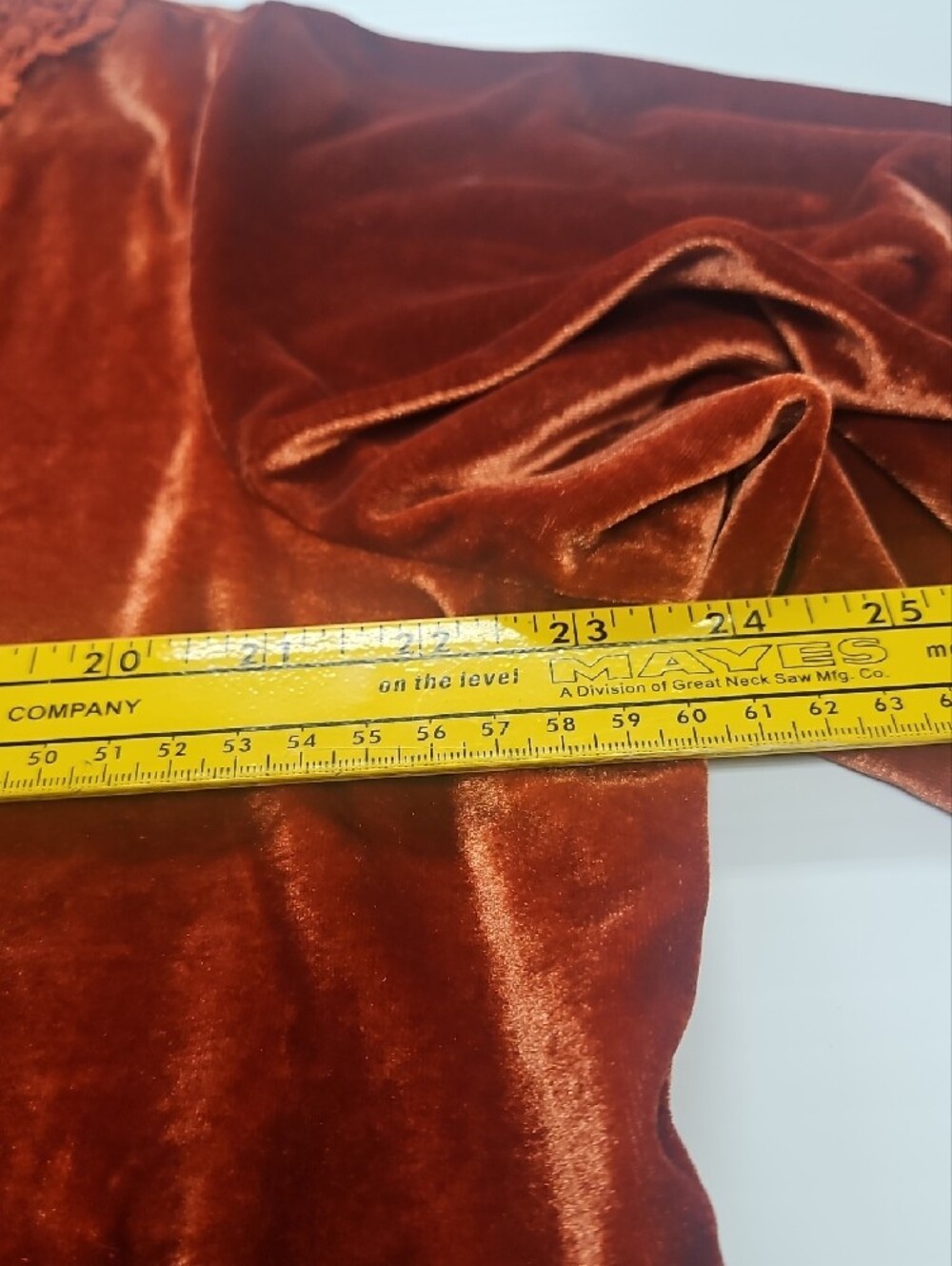3 XL Velvet Crochet-Trim Long Sleeve Dress - Rust - Picture 12 of 13